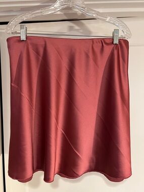 Pink Satin A-Line Skirt